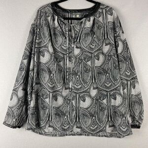 Rose Olive Tunic Top Woman 2X Long Sleeve Boho Artsy Sheer Whimsy Goth Fairy